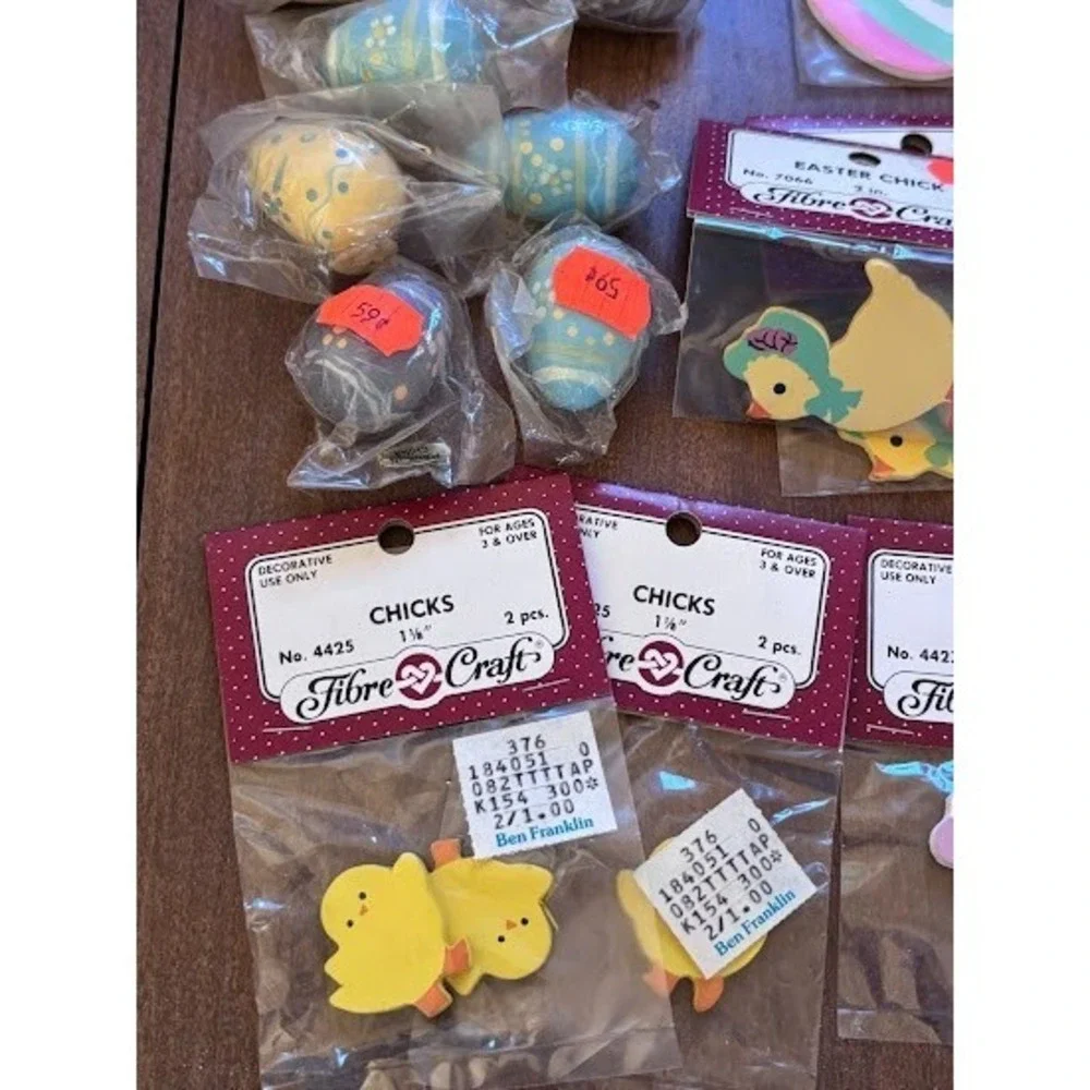 24‎ Wooden Shapes Fibre Craft Assorted Easter Theme Eggs Chicks Ducks Bunny